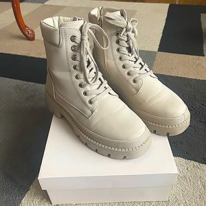 Creame Combat Boots from Just Fab; Only worn twice.